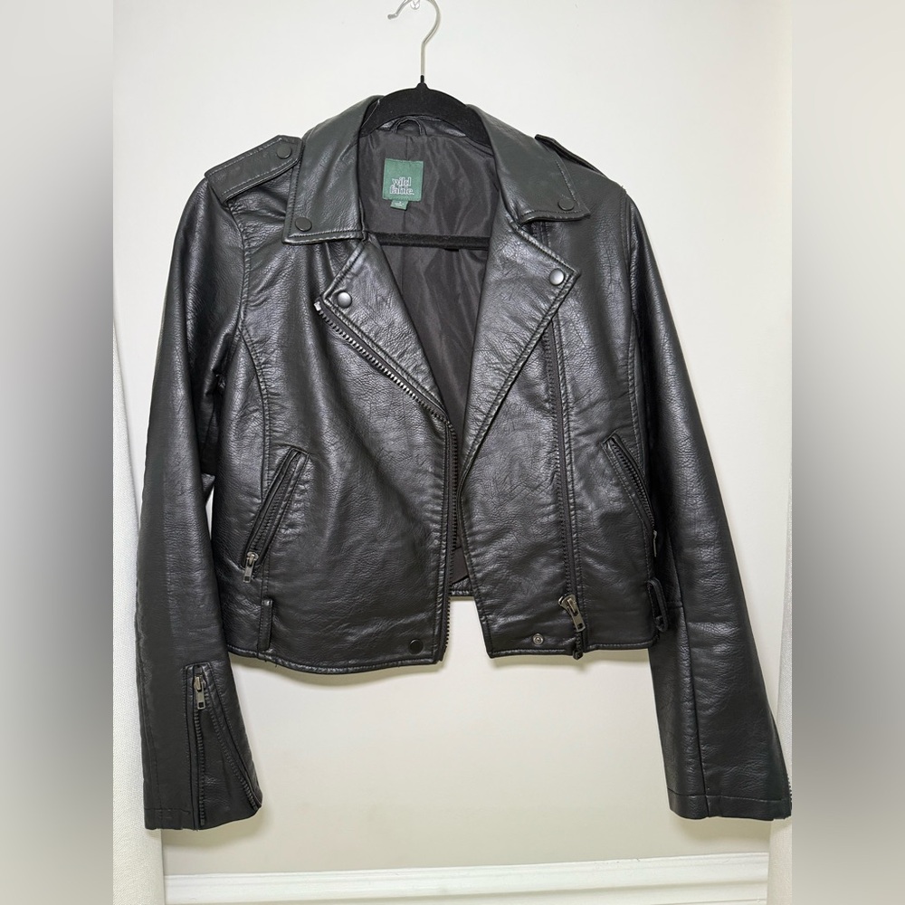 Faux leather biker jacket